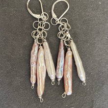 Load image into Gallery viewer, Japanese Biwa Freshwater Pearl Dangle Earrings, OOAK