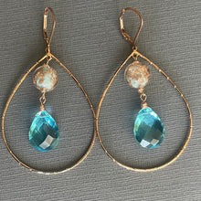 Load image into Gallery viewer, Rose Gold Murano Glass Sommerso Earrings, OOAK