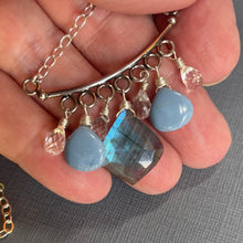 Load image into Gallery viewer, Labradorite Moroccan Cut and Peruvian Opal Necklace, OOAK