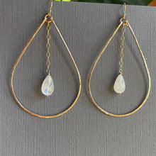 Load image into Gallery viewer, The Katie Hammered 2.5" Hoop Earrings with Smooth Moonstones, OOAK