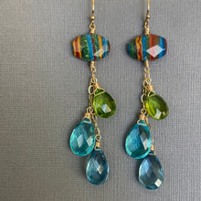 Load image into Gallery viewer, Rainbow Calsilica Cascade Earrings, OOAK