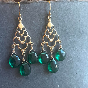 Emerald City Chandelier Earrings, OOAK