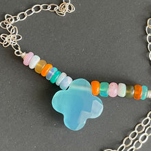 Load image into Gallery viewer, Chalcedony and Opal Clover Necklace