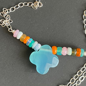 Chalcedony and Opal Clover Necklace