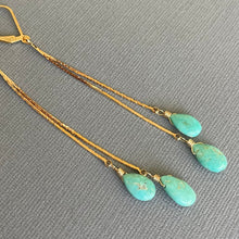 Load image into Gallery viewer, Turquoise Tassel Earrings, almond, OOAK
