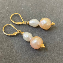 Load image into Gallery viewer, Edison and Freshwater Pearl Dangles, 14k gold filled leverback, OOAK