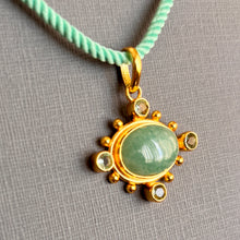 Load image into Gallery viewer, Amazonite and Blue Topaz Pendant Necklace, Aqua Cord