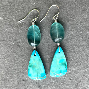 Palm Tree Sediment Jasper and Fluorite , Vivid Blue, OOAK