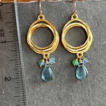 Load image into Gallery viewer, Multi Hoop Fluorite and Opal Earrings, OOAK