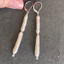 Load image into Gallery viewer, Japanese Biwa Freshwater Pearl Dangle Earrings, OOAK