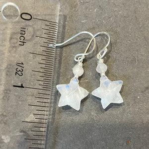 Rainbow Moonstone Star Earrings, metal choices