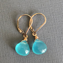 Load image into Gallery viewer, Turquoise Chalcedony Leverback Earrings, metal options
