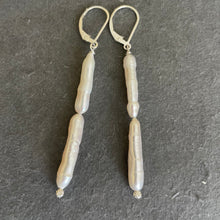 Load image into Gallery viewer, Japanese Biwa Freshwater Pearl Dangle Earrings, OOAK