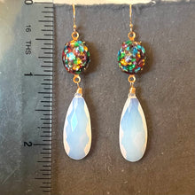Load image into Gallery viewer, New -but Vintage- Japanese Cherry Bead Earrings with Glowing Opalite Quartz