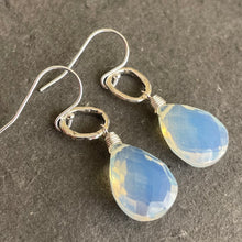 Load image into Gallery viewer, Opalite Artisan Hoop Earrings, Sterling Silver