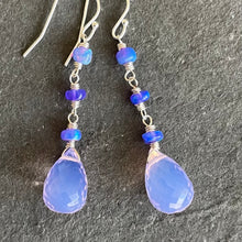 Load image into Gallery viewer, Glowing Lavender Quartz and Purple Opal Earrings, metal options