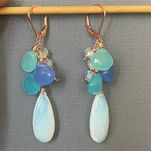 Load image into Gallery viewer, Opalite and Chalcedony Earrings, Metal Options