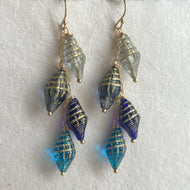 Conch Four Shell Earrings, Czech Glass, V.2