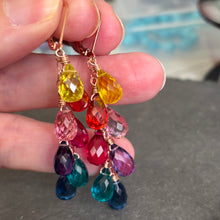 Load image into Gallery viewer, Multi color quartz rainbow teardrop earrings -  Goody Goody Gumdrops