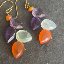 Load image into Gallery viewer, Multi-Gemstone Leaf Cut Earrings