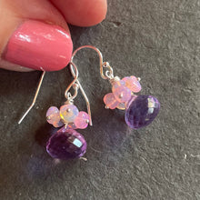 Load image into Gallery viewer, Opal and Lavender Quartz Cluster Earrings