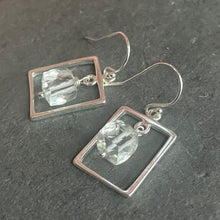Load image into Gallery viewer, Rock Crystal Quartz Square Earrings