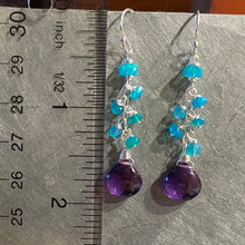 Load image into Gallery viewer, Colorful Alexandrite Quartz and Paraiba Opal Dangles