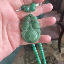 Load image into Gallery viewer, Jade Gourd with Leaves Carved Necklace, Estate Jewelry