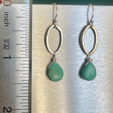 Load image into Gallery viewer, Turquoise Oval Hoop Dangle Earrings, OOAK