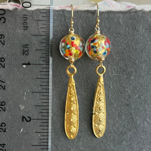 Klimt Inspired Golden Dangle Earrings