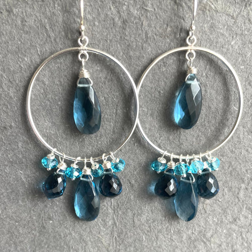 London Blue Double Decker Hoop Earrings