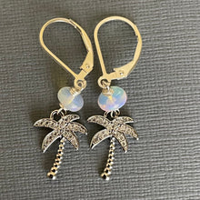 Load image into Gallery viewer, Cubic Zirconia Palm Tree and Opal Earrings