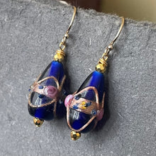 Load image into Gallery viewer, Vintage Wedding Cake Cobalt Teardrop Earrings