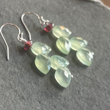 Load image into Gallery viewer, Prehnite Leaf Cut Earrings , Sterling Silver OR 14k gold filled