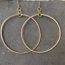 Load image into Gallery viewer, The AMY Style Hammered Hoop Earrings in 14K Gold Filled, Size: 50mm, 2", Metal choices