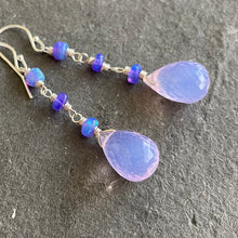 Load image into Gallery viewer, Glowing Lavender Quartz and Purple Opal Earrings, metal options
