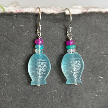 Load image into Gallery viewer, Aqua Blue Fish and Opal Earrings