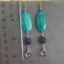 Load image into Gallery viewer, Smooth Amazonite, Opal, Amethyst and Radiant Orchid Earrings, Metal options