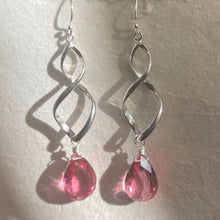 Load image into Gallery viewer, Twirly Girl Pink Tourmaline Quartz Earrings