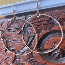 Load image into Gallery viewer, The AMY Style Hammered Hoop Earrings in 14K Gold Filled, Size: 50mm, 2", Metal choices