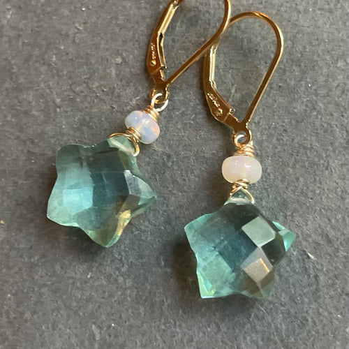 Seafoam Star Opal Earrings