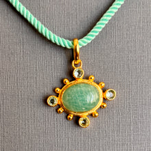 Load image into Gallery viewer, Amazonite and Blue Topaz Pendant Necklace, Aqua Cord