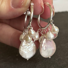 Load image into Gallery viewer, Freshwater Pearl Sterling Silver Hoop Earrings