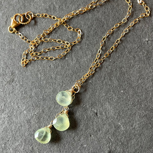 Prehnite Trio Necklace, OOAK