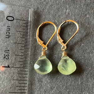 Prehnite single drop earrings, OOAK