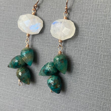 Load image into Gallery viewer, Chrysocolla and Moonstone Rose Gold Earrings, OOAK