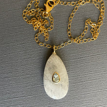 Load image into Gallery viewer, Blue Topaz Rainbow Moonstone Inlay  Cut Necklace, Oval, OOAK