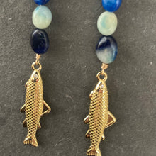 Load image into Gallery viewer, Golden Fish Earrings, Rare Afghanite, OOAK no. 2