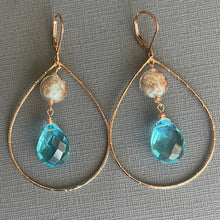 Load image into Gallery viewer, Rose Gold Murano Glass Sommerso Earrings, OOAK