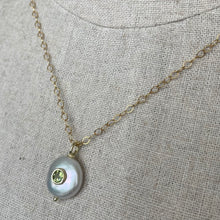 Load image into Gallery viewer, Freshwater Pearl and Peridot Inlay Necklace, OOAK
